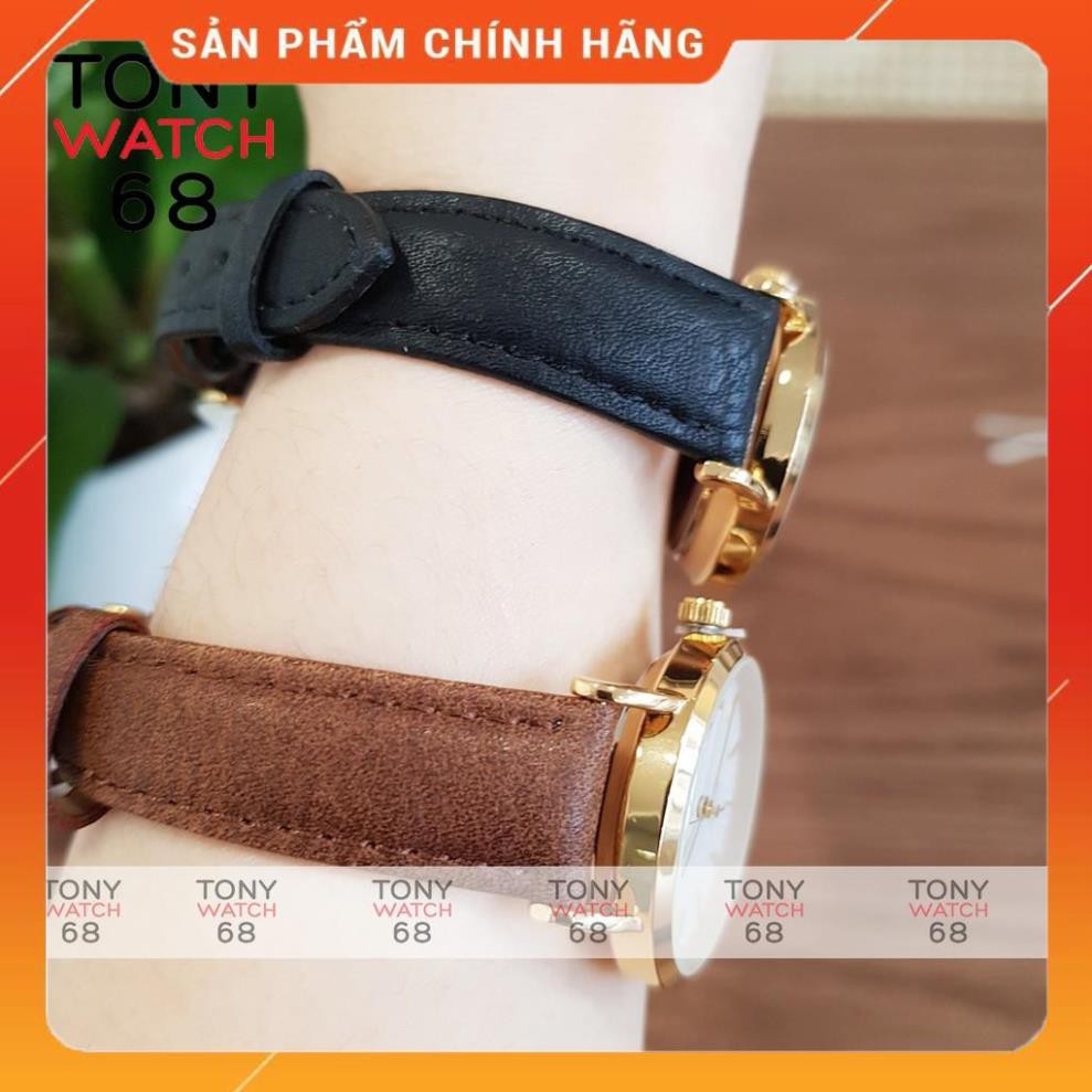 Hot!!! Đồng hồ đôi nam nữ Halei dây da nâu mặt số vạch chính hãng Tony Watch 68 giá re