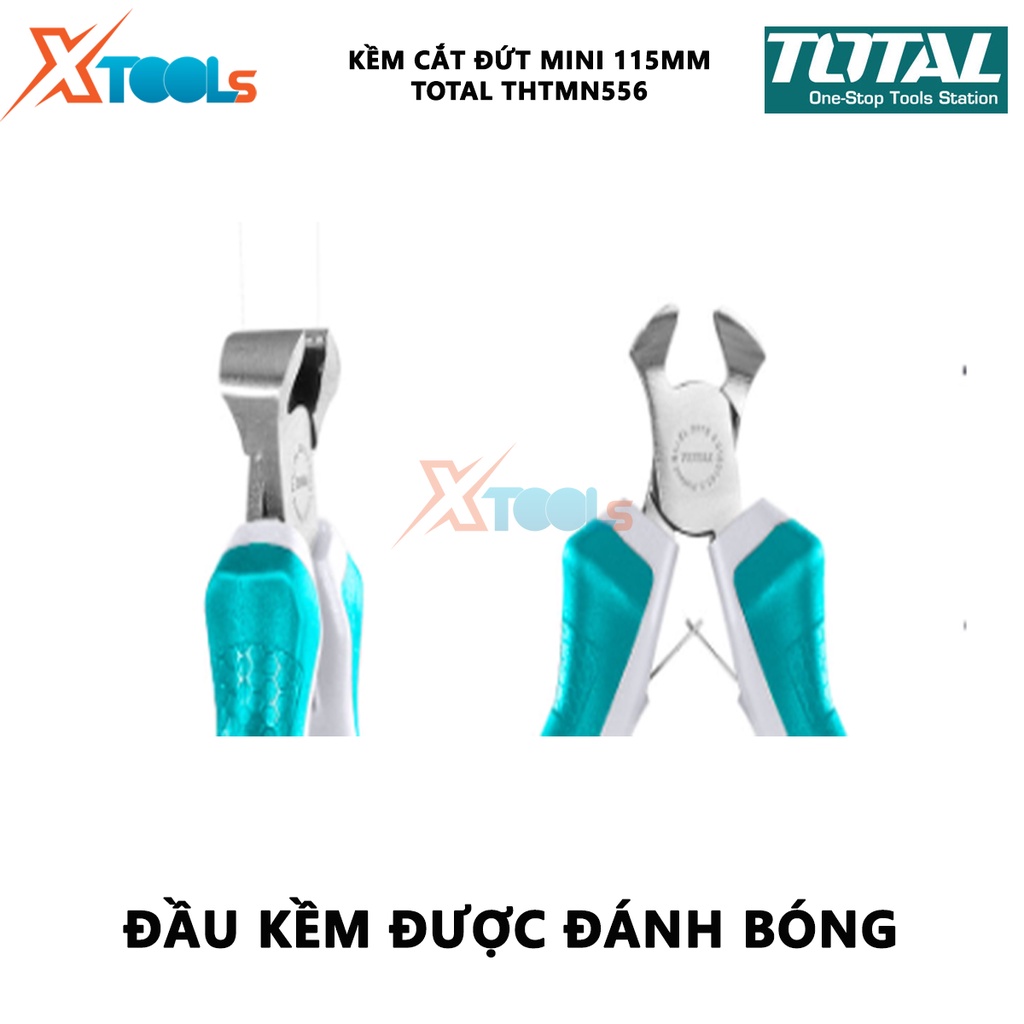Kềm cắt đứt mini TOTAL THTMN556 | Kìm cắt đứt kích thước 4,5&quot;/ 115mm, thép CR-V, tay cầm cách điện,bọc cao su chống trơn