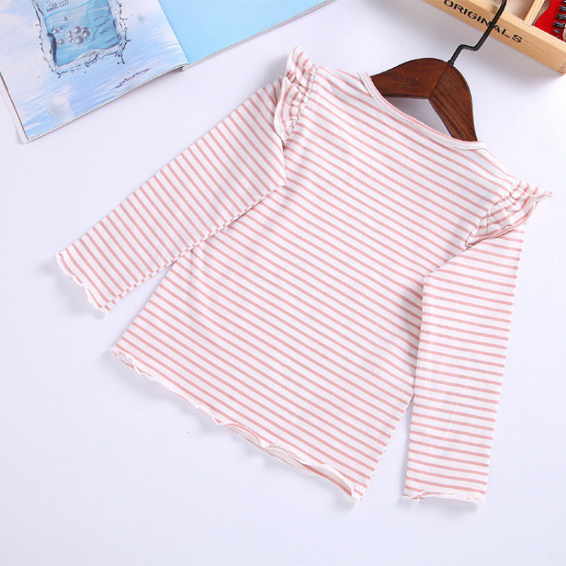 Áo kiểu tay dài họa tiết sọc thời trang cho bé gái
