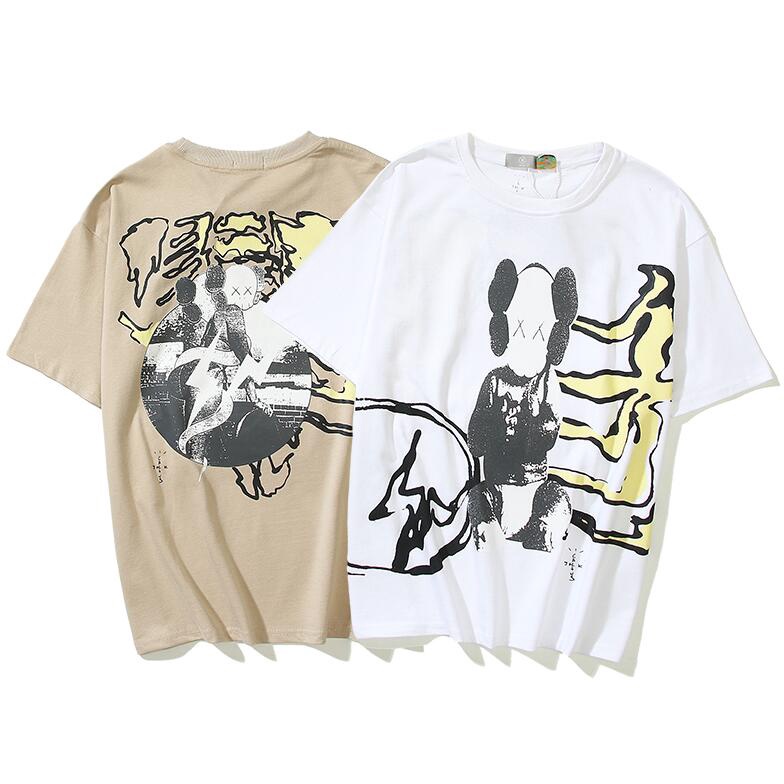 Travis Scott TS Fujiwara Hiroshi Lightning KAWS Tripartite Joint Washed High Street Short Sleeve T-Shirt