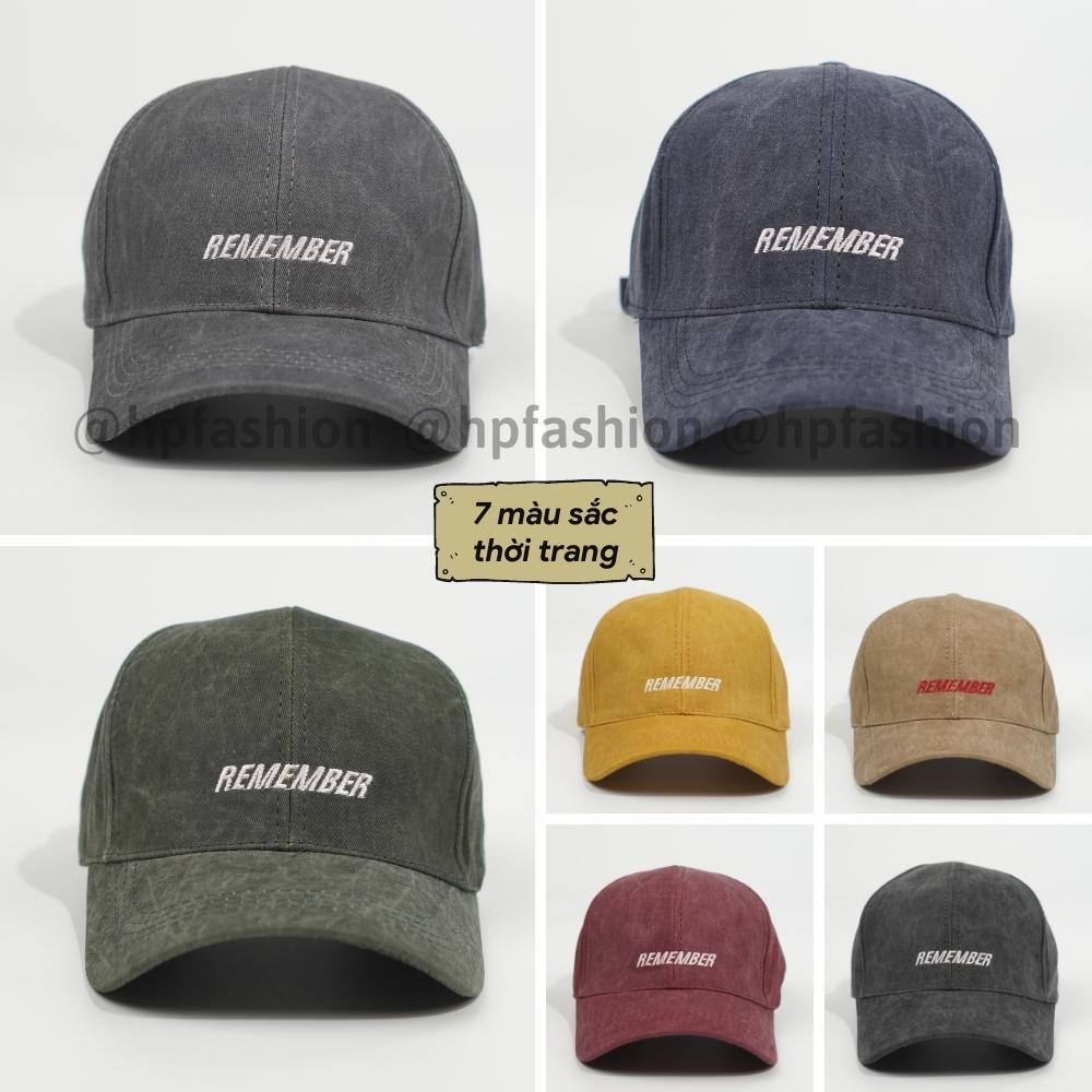Mũ lưỡi trai ❤️ Nón kết thêu chữ REMEMBER chất kaki jean cao cấp form unisex nam nữ N39