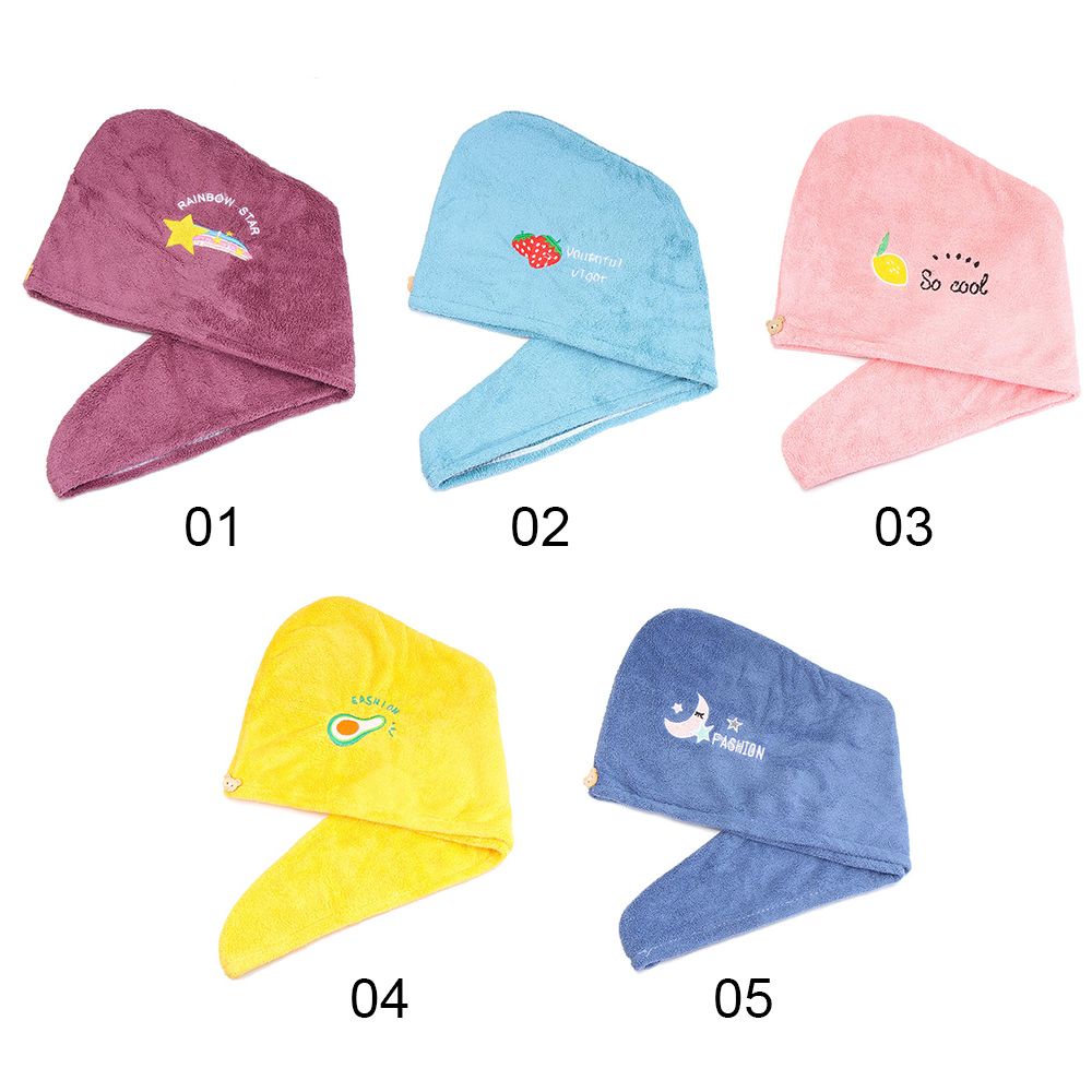 Mũ trùm đầu tắm bằng vải lông cừu san hô mềm mại nhanh khô thêu họa tiết hoạt hình dễ thương cho nữ