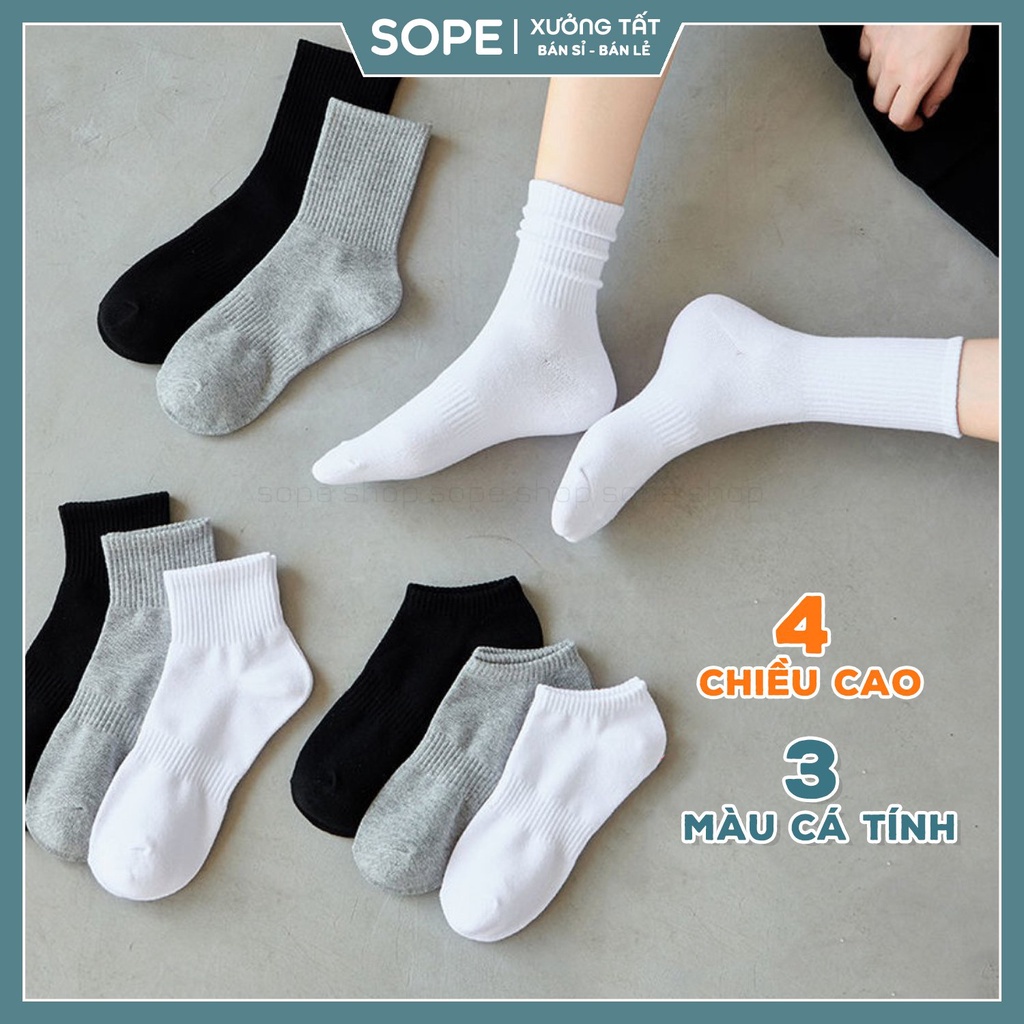 Tất thể thao nam nữ chất liệu vải Hàn co giãn 4 chiều, bộ sản phẩm vớ chống trơn trượt - Sope shop