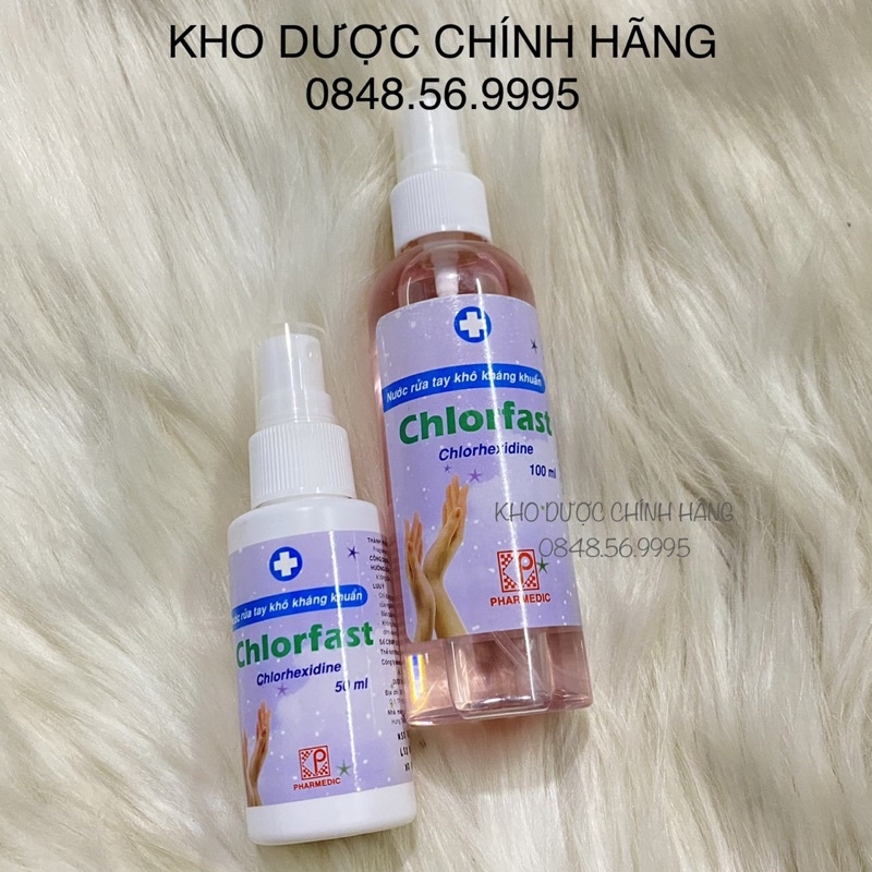 NƯỚC RỬA TAY KHÔ Chlorfast kháng khuẩn - Làm mềm, sạch da, khử mùi và giữ ẩm da