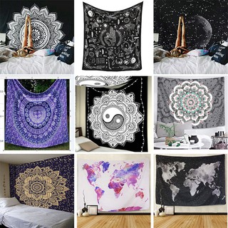 tranh vải treo tường thổ cẩm- thảm mandala ( kèm phụ kiện treo và dây đèn 8m)