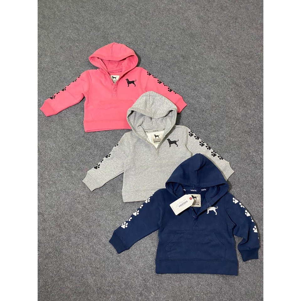 Áo nỉ dài tay The Black Dog hàng có mũ cho cả bé trai và bé gái size nhí