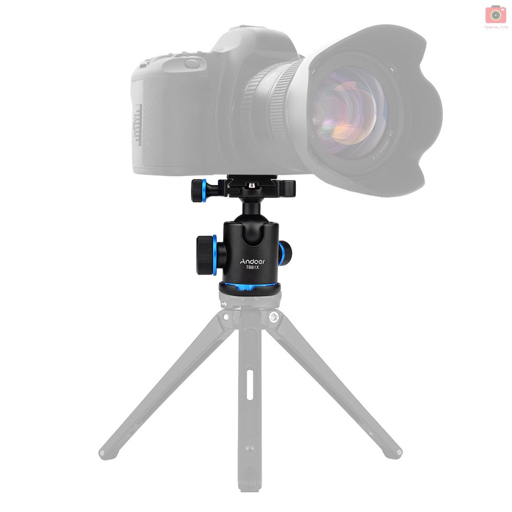 【fash】Andoer Aluminum Camera Panoramic Damper Ball Head Tripod Head 10KG Payload 360° Swivel 90° Flip with Quick Release Plate Scaled Plate Dual Bubble Level Universal 1/4in 3/8in Mounting