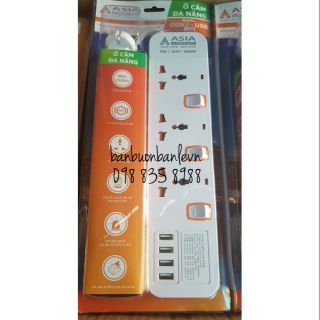 Ổ cắm điện đa năng ASIA 3 ổ điện + 4 cổng USB