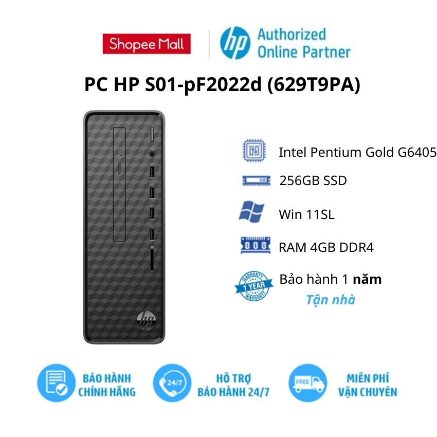 [Mã ELHP3TR giảm 12% đơn 500K] PC HP S01-pF2022d (629T9PA)/Intel Pentium Gold G6405 - BAO HANH 12TH