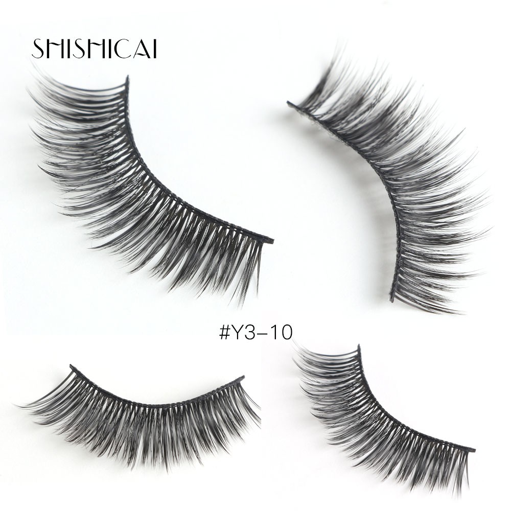 Bộ 3 Cặp 3D Lông Mi Giả（Với hộp）Trang điểm Lông mi giả Handmade Tóc con người Tự nhiên，ông mi mềm sợi tơi, có độ cong sẵn MAGEFY