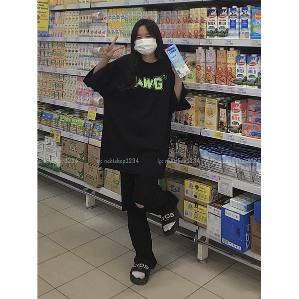 Quần Ống Suông Jean Nữ Rách Gối Cạp Cao Mã 5056 + 5057 Form Dài 105cm - Nabishop1234 (ẢNH THẬT)