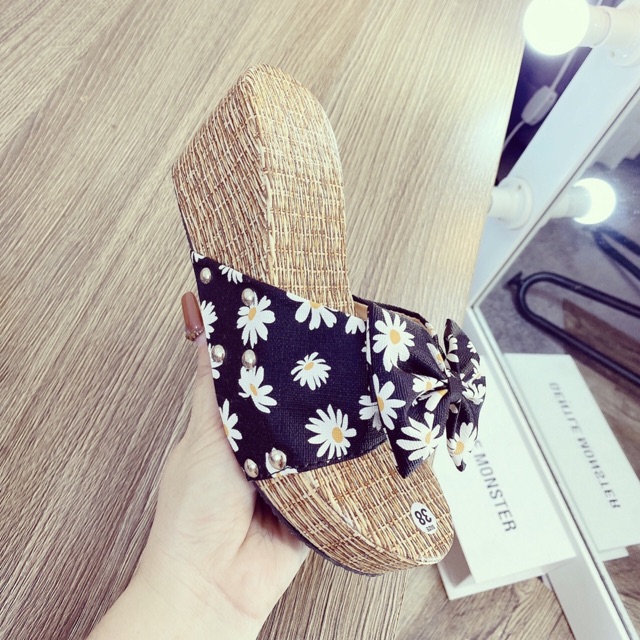 Xuồng nơ hoa hot hot ❌đế cói cao 7 p  size 35/39 fom đẹp ❤️