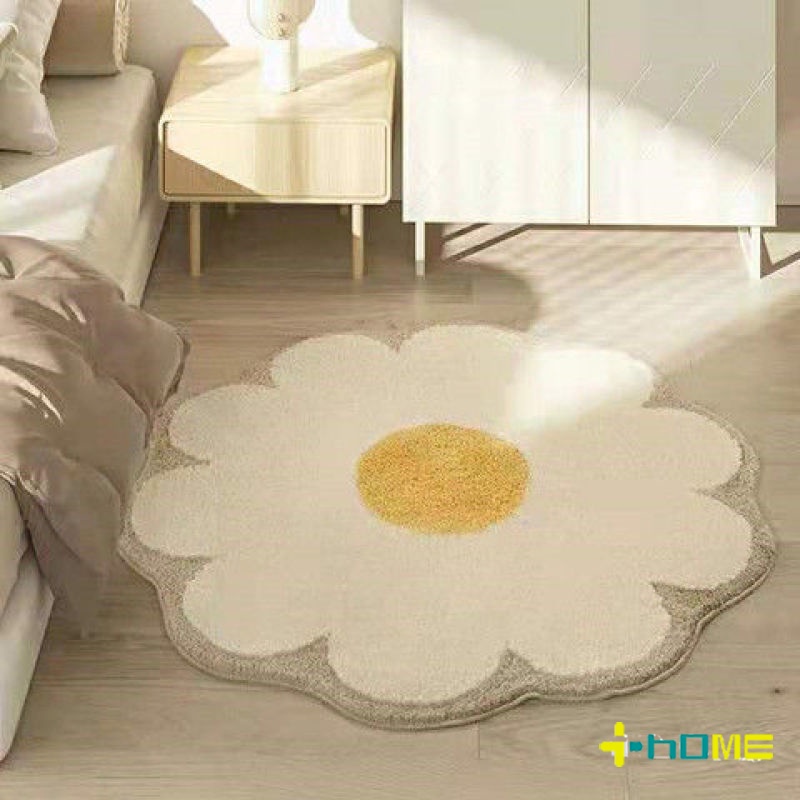 Thảm lót sàn hình tròn bằng cashmere giả dày dặn chống trượt họa tiết hoạt hình trang trí nhà cửa