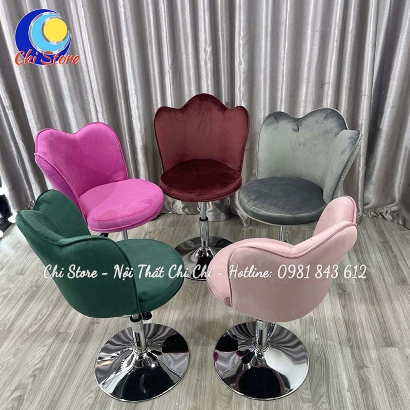 Ghế Salon Tóc-Livestream, Chụp Hình Bọc Nỉ Xoay 360 độ Chắc Chắn Tuỳ Chỉnh 30-50cm Nhiều Màu Sang Chảnh Đẹp Rẻ