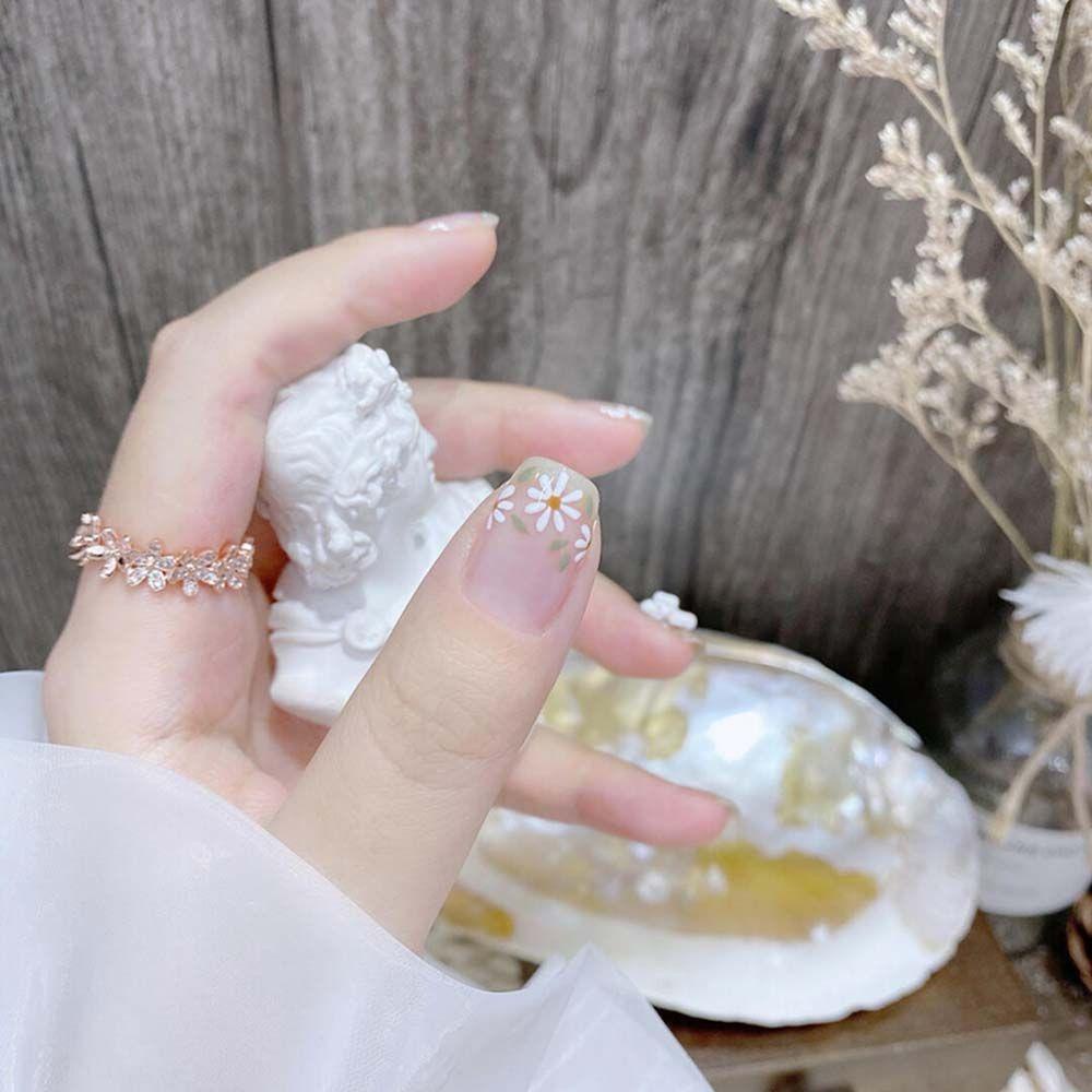 Bộ Miếng Dán Trang Trí Móng Tay Họa Tiết Hoa Lá Kiểu Hàn Quốc Dễ Thương DIY