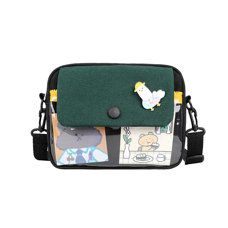 Túi đeo chéo vải canvas mềm hình vuông nhỏ xinh thời trang cho nữ