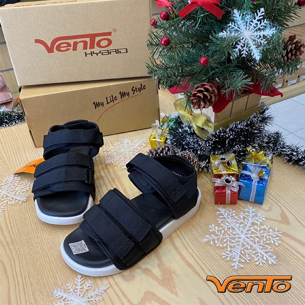 Giày Sandal Vento Nam Nữ - NV 1019 quai vải màu đen