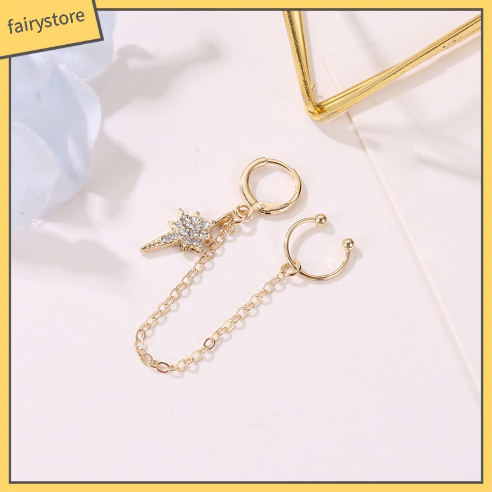 1 Khuyên Vành Tai Dáng Dài Đính Đá Lấp Lánh Cho Nữ