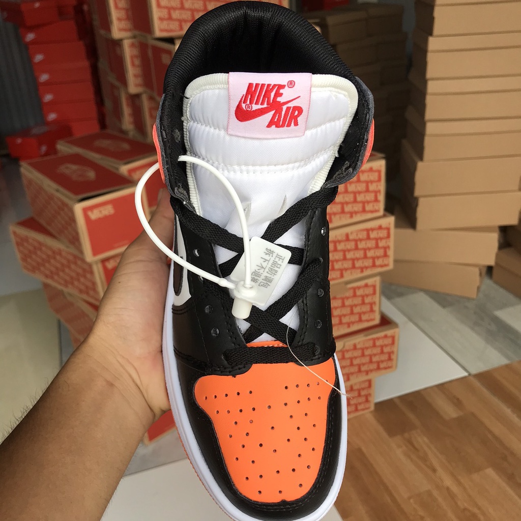 Giầy thể thao Air Jordan 1 Shattered Backboard, giày jordan cam đen cao cổ hàng cao cấp