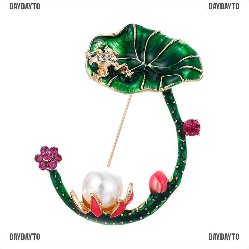 Ghim Cài Áo Hình Hoa Sen / Chú Ếch Xanh Lá Tráng Men Xinh Xắn
