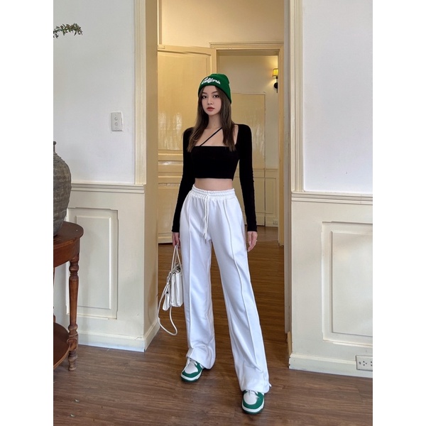 Quần Jogger Ống Xuông Màu Trắng Amelie