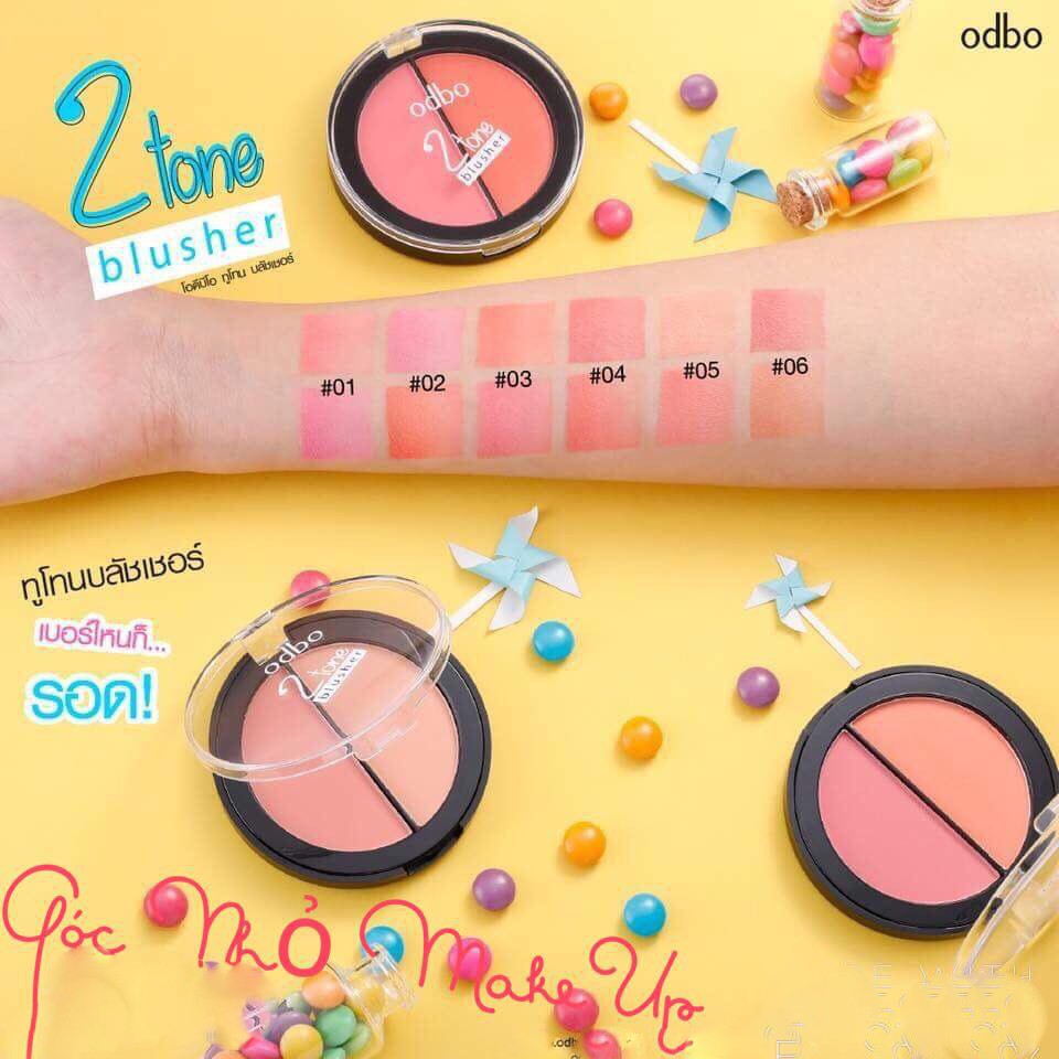 Phấn má hồng ODBO 2 tone Blusher Thái Lan 10.5g - No. 1 Hồng nhạt