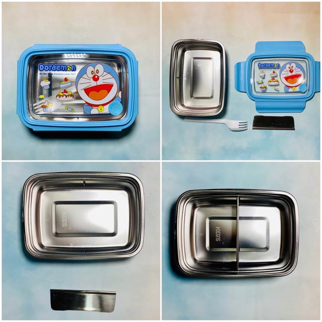 Bộ hộp cơm bento inox kiểu nhật Doraemon