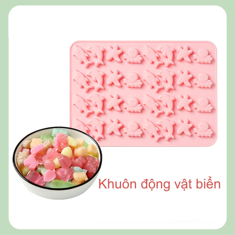 Khuôn silicon làm kẹo chip chip dẻo, khuôn làm thạch rau câu xinh cho bé màu hồng cam