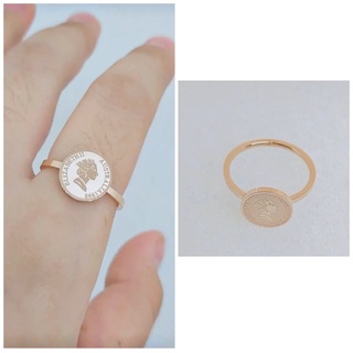 Nhẫn titan mặt đồng xu cổ điển