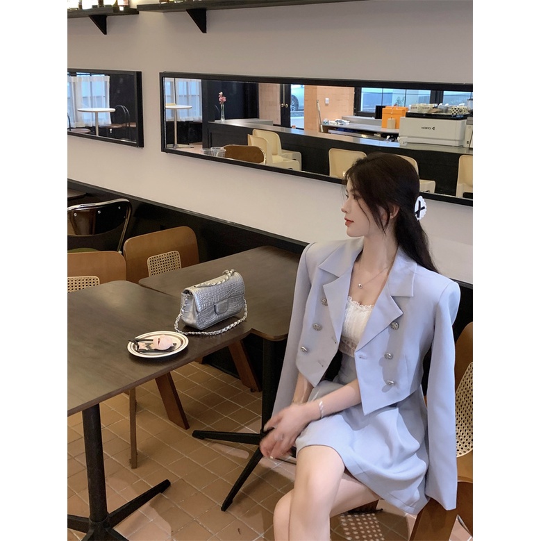 Xiaoxiang Áo Khoác Vest Tay Dài Dáng Ngắn Phong Cách Hàn Quốc Cao Cấp Cho Nữ