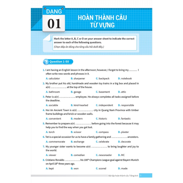 Sách - Bài Tập Hoàn Thành Câu Tiếng Anh (Ôn Thi Vào 10 Và 10 Chuyên)