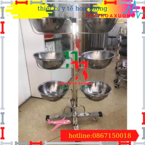 [ Inox Cao Cấp] Cây Bát Nước Inox Dùng Trong Spa + 6 Bát To Sâu 22 cm