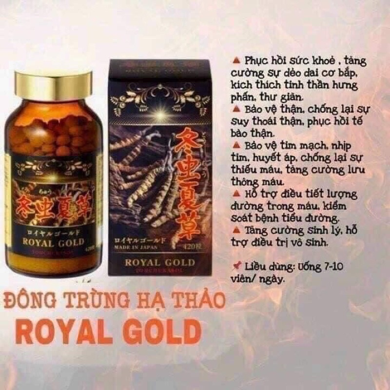 ĐÔNG TRÙNG HẠ THẢO ROYALGOLD 420 VIÊN Của Nhật.
