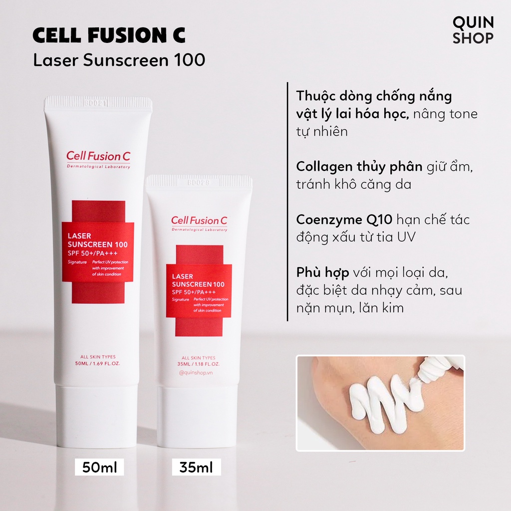 Kem Chống Nắng Cho Da Mụn Nhạy Cảm Cell Fusion C Laser, Clear, Advanced Clear, Toning, Brightening Tone Up Sunscreen 100