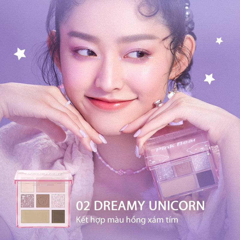 Bảng Phấn Mắt Pink Bear Little World 10g 7 Màu Lì Và Nhũ Làm Phấn Bắt Sáng | BigBuy360 - bigbuy360.vn