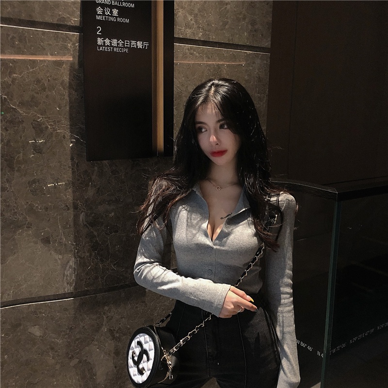 Áo thun COZOK tay dài màu trơn dáng ôm dễ phối đồ thời trang