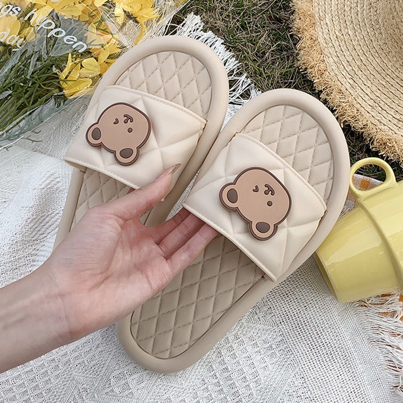 Phiên bản mùa hè Hàn Quốc của dép bệt đầu gấu dễ thương nữ sinh trong gió dép chống trượt gia dụng và dép có thể được mang bên ngoài
