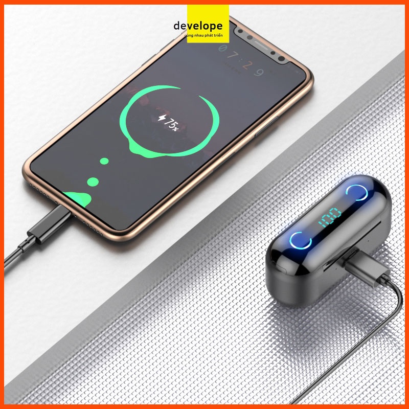 Tai nghe bluetooth AMOI F9-8 TWS 5.0 bản Quốc tế không dây cảm ứng chống nước IPX5, chống bụi tích hợp sạc dự