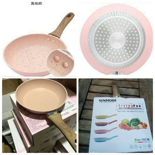 [ 𝑯𝑨̀𝑵𝑮 𝑪𝑨𝑶 𝑪𝑨̂́𝑷 ] Chảo Đá Chống Dính Cán Vân Gỗ Cao Su Siêu Bền Dùng Tất Cả Bếp Gas, Bếp Từ, Bếp Điện Size 16cm