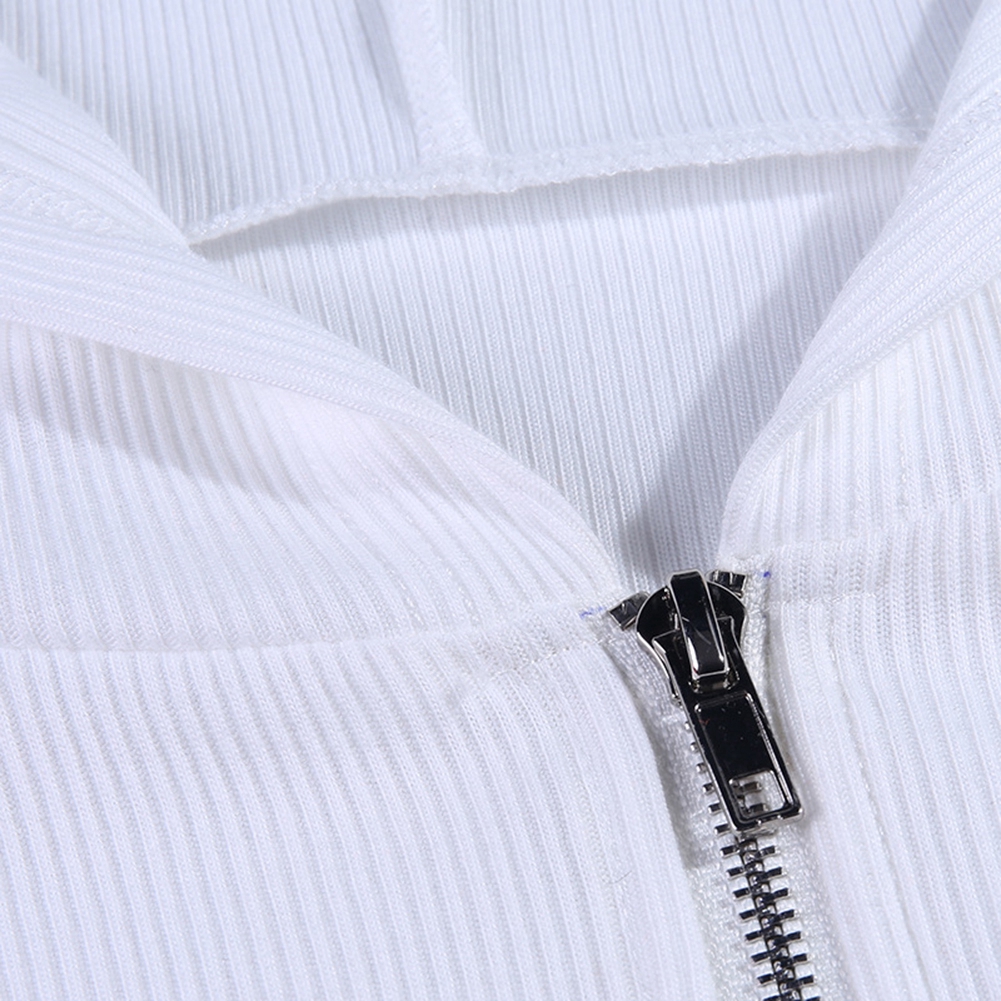 Autumn Women Long Sleeve Knitted Outerwear Hooded Knit Femme Loose Zipper Casual Cropped Tops | BigBuy360 - bigbuy360.vn