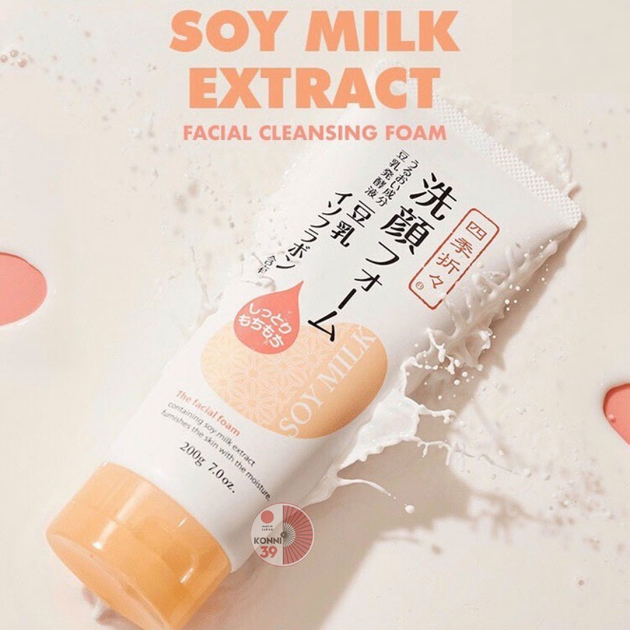 Sữa rửa mặt đậu nành Kumano Soymilk Shikiori dưỡng ẩm làm mềm da thu nhỏ lỗ chân lông 200g - Konni39