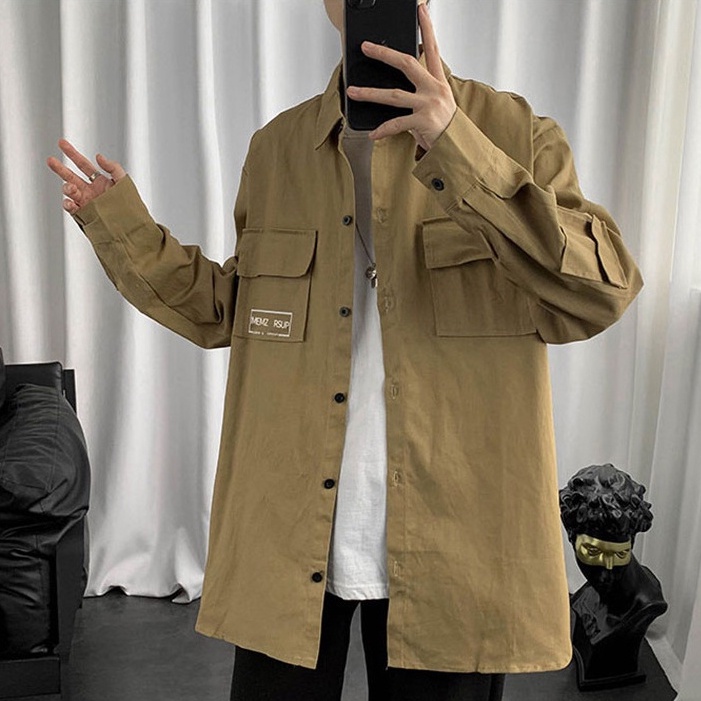 Áo Sơ Mi Dài Tay Nam Và Nữ Chất Kaki Kiểu Dáng Hàn Quốc New 2022