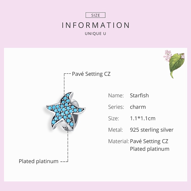 Phụ Kiện BAMOER SCC1313 Bằng Bạc Sterling 925 Làm Trang Sức Hình Ngôi Sao 5 Cánh Độc Đáo