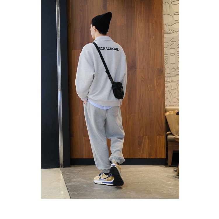 Áo sweater cổ bẻ dáng rộng thời trang xuân thu mới cá tính cho nam 2021