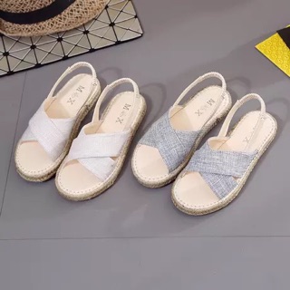 Sandal quai chéo đế cói