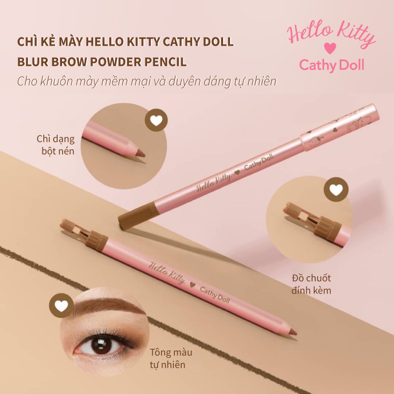 Chì kẻ mày lâu trôi Hello Kitty Cathy Doll Blur Brow Powder Pencil 0.37g | BigBuy360 - bigbuy360.vn