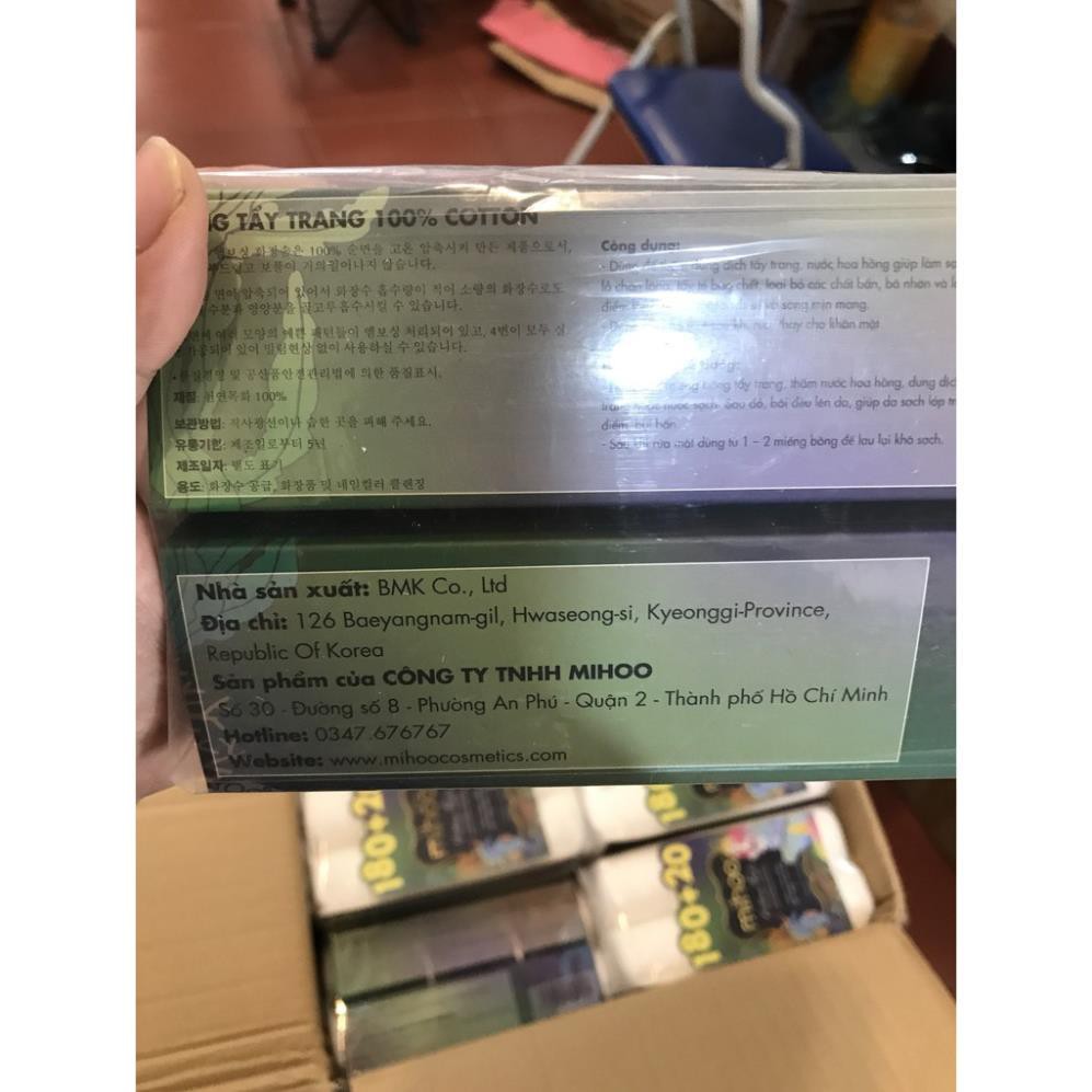 Bông tẩy trang Hàn Quốc Mihoo Túi 200 Miếng - 100% Cotton - Không Xơ - Mền Mịn An Toàn - Viền Ép - HAVU Beauty | BigBuy360 - bigbuy360.vn