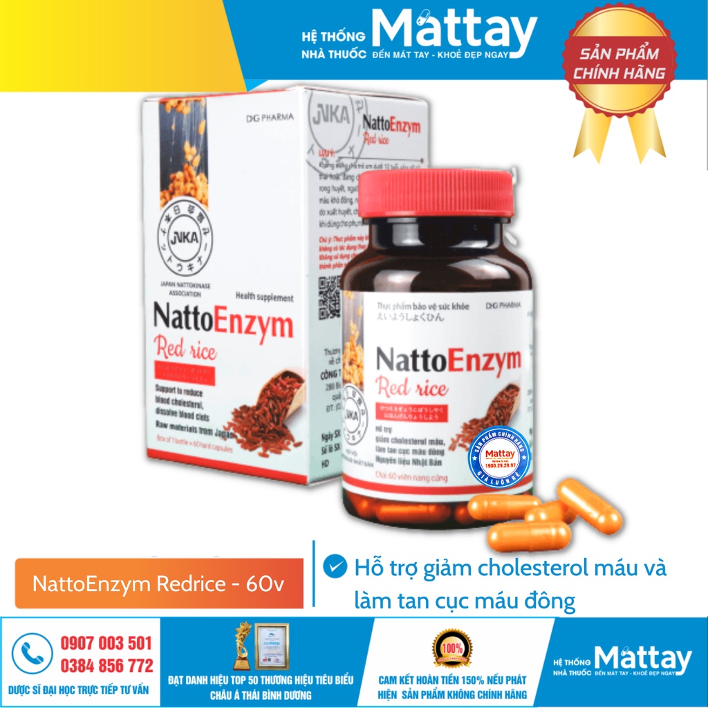 NattoEnzym Red Rice - Sản phẩm hỗ trợ giảm nỗi lo mỡ máu, cục máu đông trong lòng mạch, phòng ngừa đột quỵ.