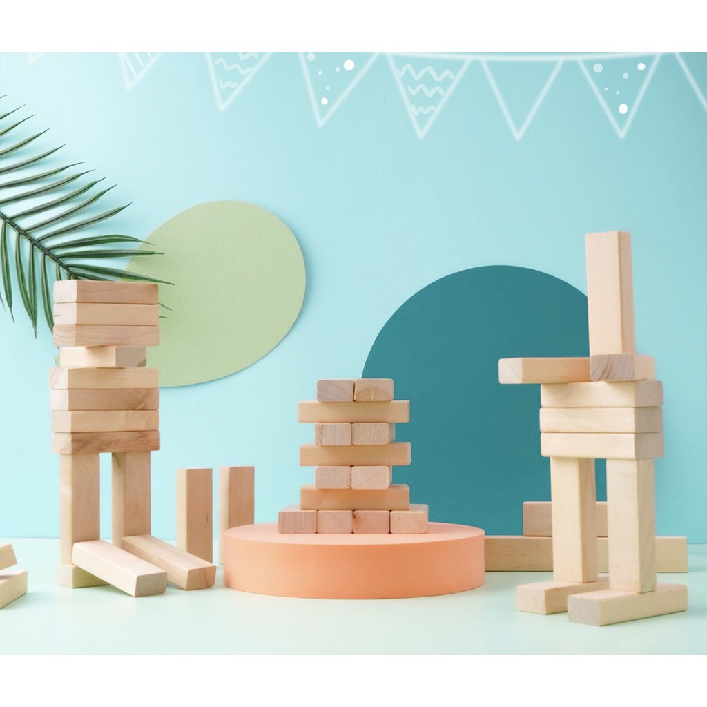 Rút Gỗ Loại Lớn Domino hình khối, đồ chơi lắp ráp an toàn rèn luyện trí thông minh cho trẻ