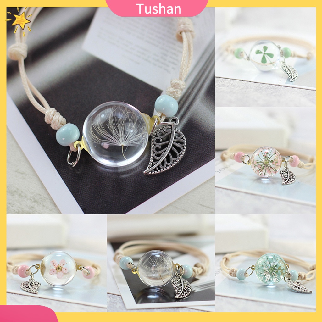 Vòng tay mặt hoa bồ công anh khô thời trang